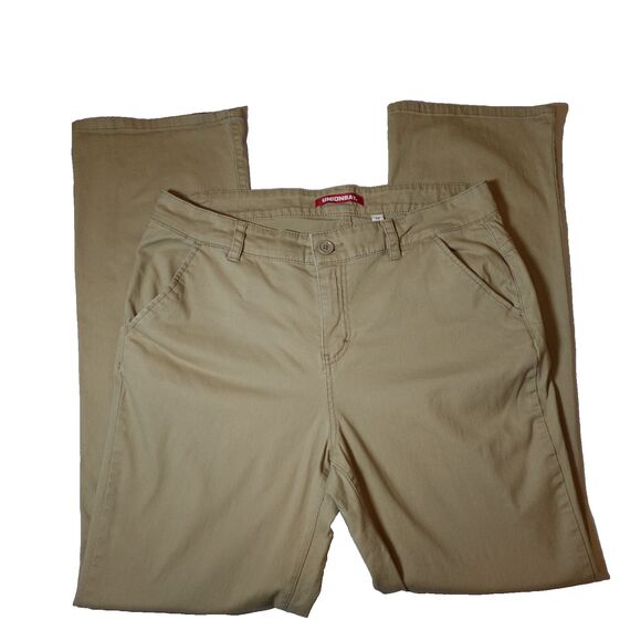 UNIONBAY Pants - Union Bay Khaki Pants Women or Jr 17 Tan Bootcut Flap Pocket School Work Uniform